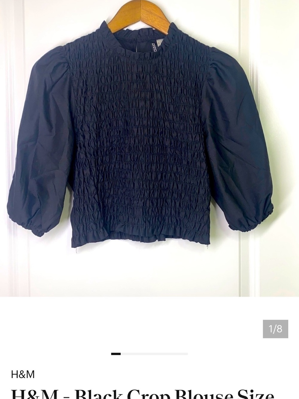 H&M - Black Crop Blouse Size Small NWT